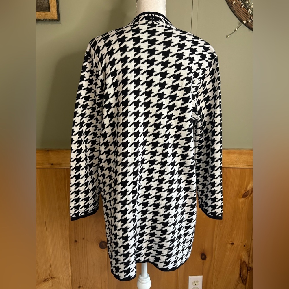Kasper Black and White Houndstooth Open Front Topper Jacket/Cardigan XL NWT - Picture 5 of 13